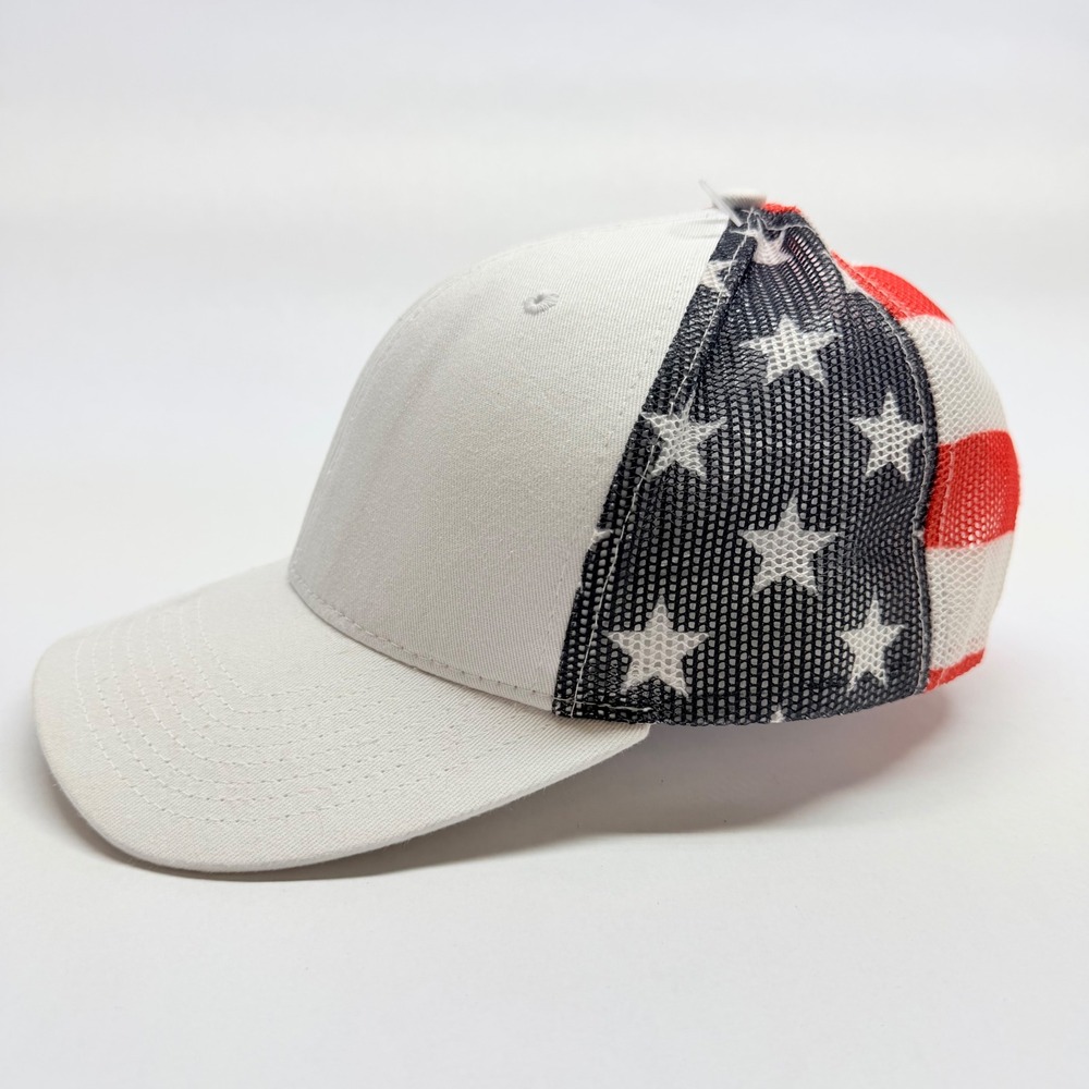Kati Sportcap American Flag Trucker Hat White Stars and Stripes Snapback Cap